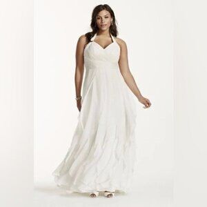 Galina Woman Chiffon Halter Summer Wedding Formal Dress Plus Size 16W READ